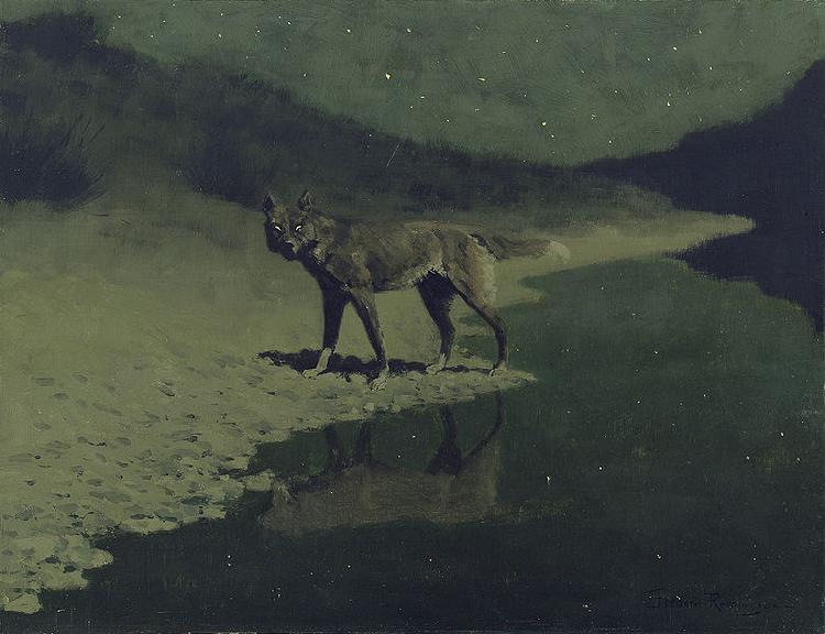 Frederic Remington Moonlight, Wolf oil painting image